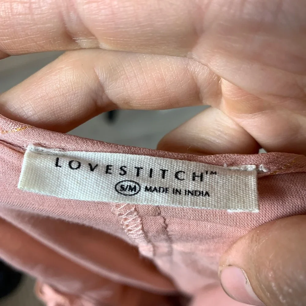 Lovestitch Maxi Dress Womens S/M Peach Metallic Gold Boho Tie Shoulder I-71758WL